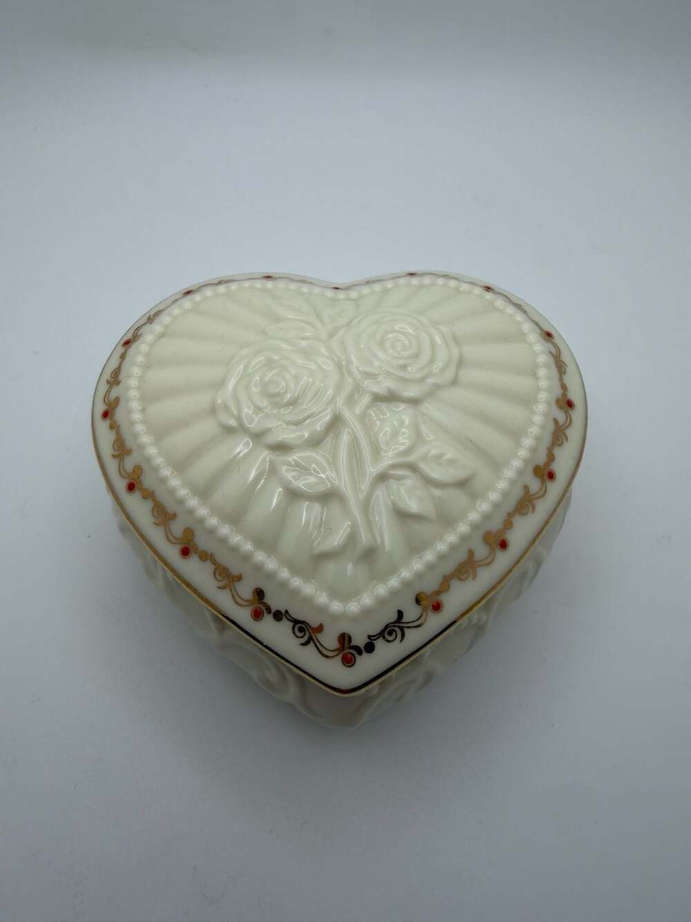 Lenox Heart Shaped Trinket Box with Rose Design